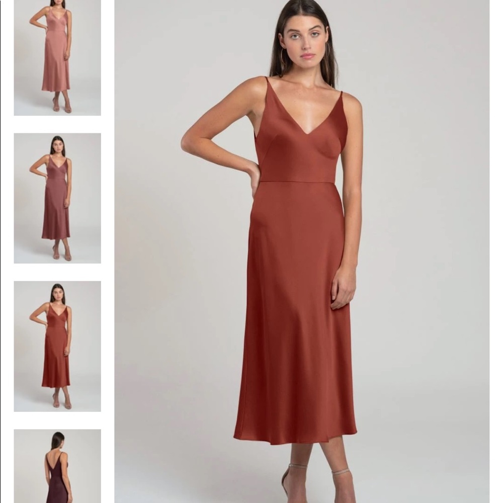 BHLDN Jenny Yoo Marcy Satin Rust slip dress